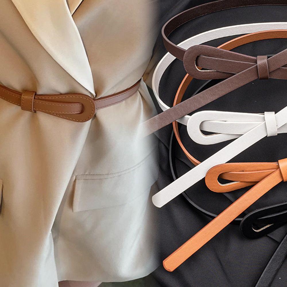 Женский ремень с металлической пряжкой Y2k, декоративный пояс для платья, пальто, ретро, узкий поясной ремень