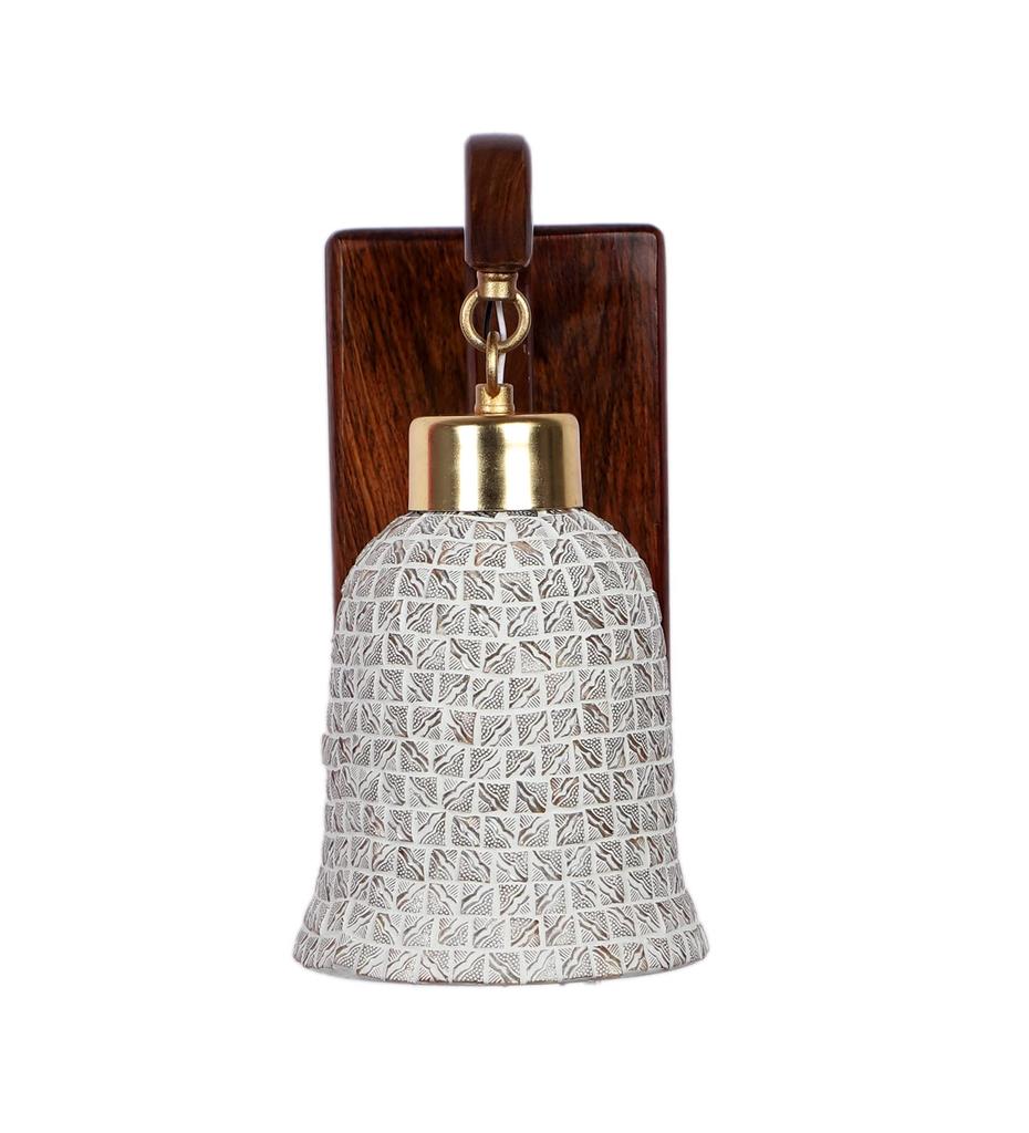 Handmade Sheesha Wood Wall Light Lamp Stylish Fish Design  Handmade Chip Glass E27 Bulb Holder(Bulb Not Included  Diwali Decor