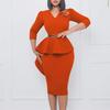 European & American Ruffled V-Neck Pencil Dress - Retro Style, Women's Temperament.