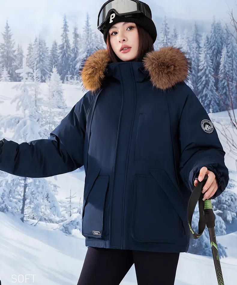 Women's Autumn and Winter Coat Hooded Fur Collar Thickened Loose Windproof Short Women's Jacket