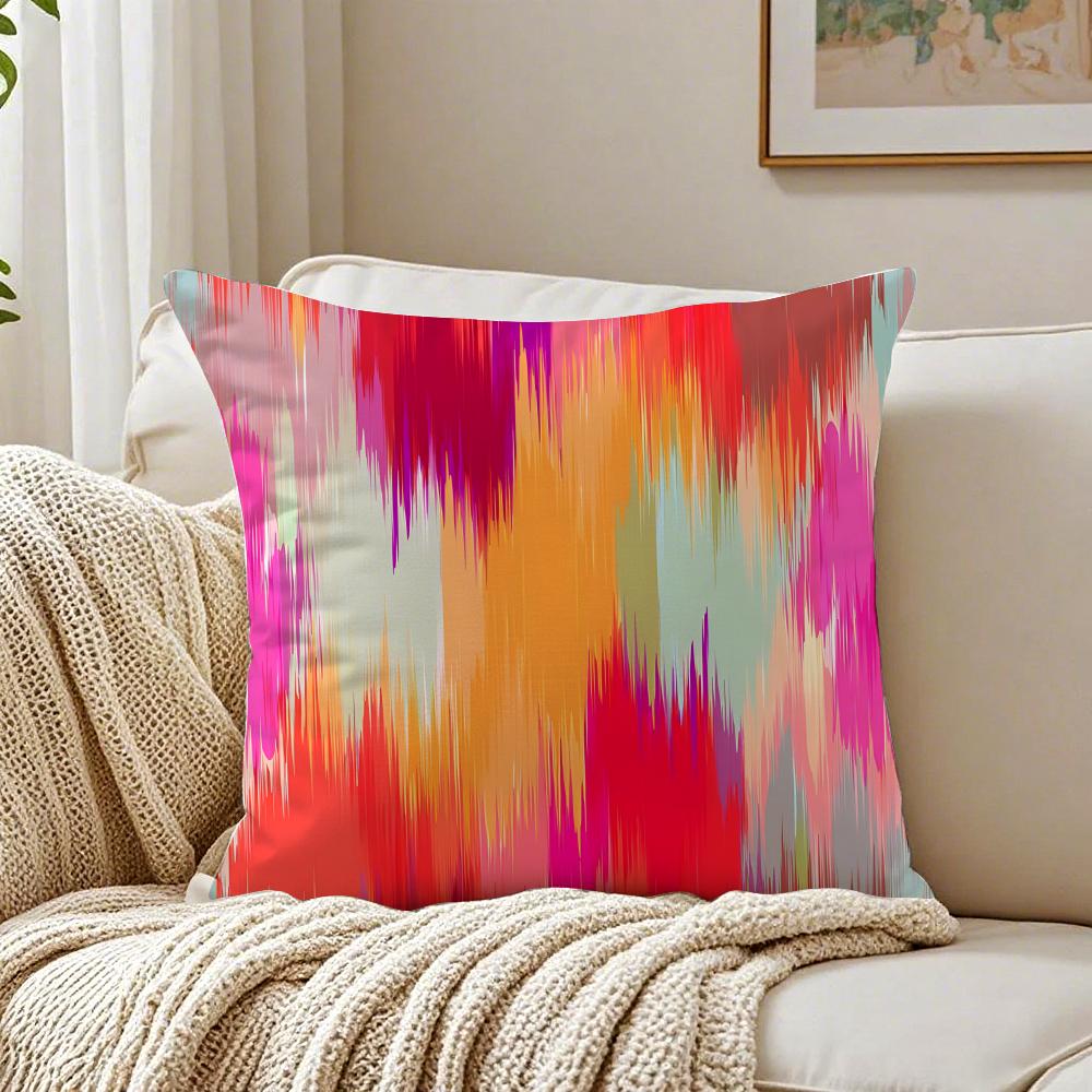 Tie-Dye Colorful Pattern Pillow Case Double-Sided Plush Sofa Cushion Covers Organic Breathable Invisible Zipper