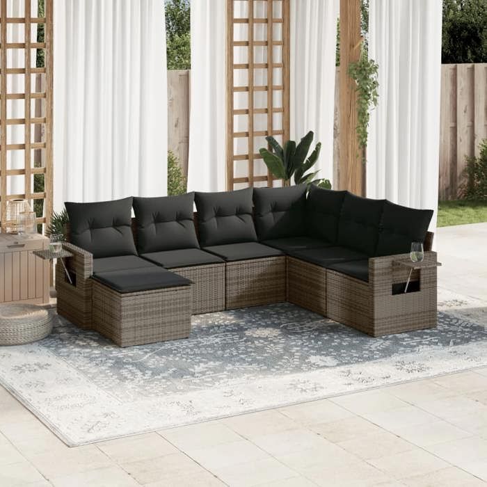 VidaXL Garden Lounge Set with Cushions 7 Pcs, Patio Sofas, Patio Furniture Set, Outdoor Furniture, Grey 3220499