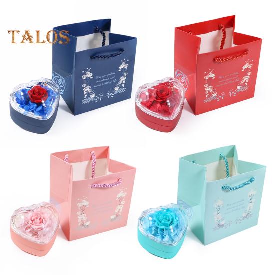 Шкатулка для колец, подарочная коробка с консервированными розами, органайзер для колец в форме сердца, консервированные цветы, подарки на годовщину для девушки, мамы