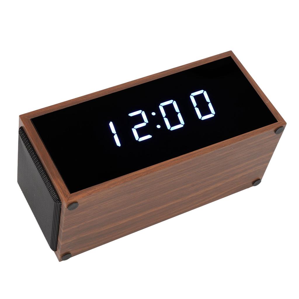 Цифровой будильник с функцией беспроводного зарядного устройства MDF PVC LED Display Коричневый Независимые функциональные клавиши