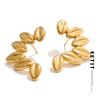 316L Stainless Steel Metal Leaf Stud Earrings Tarnish Resistant PVD Plated Fashion Jewelry for Women Accessories