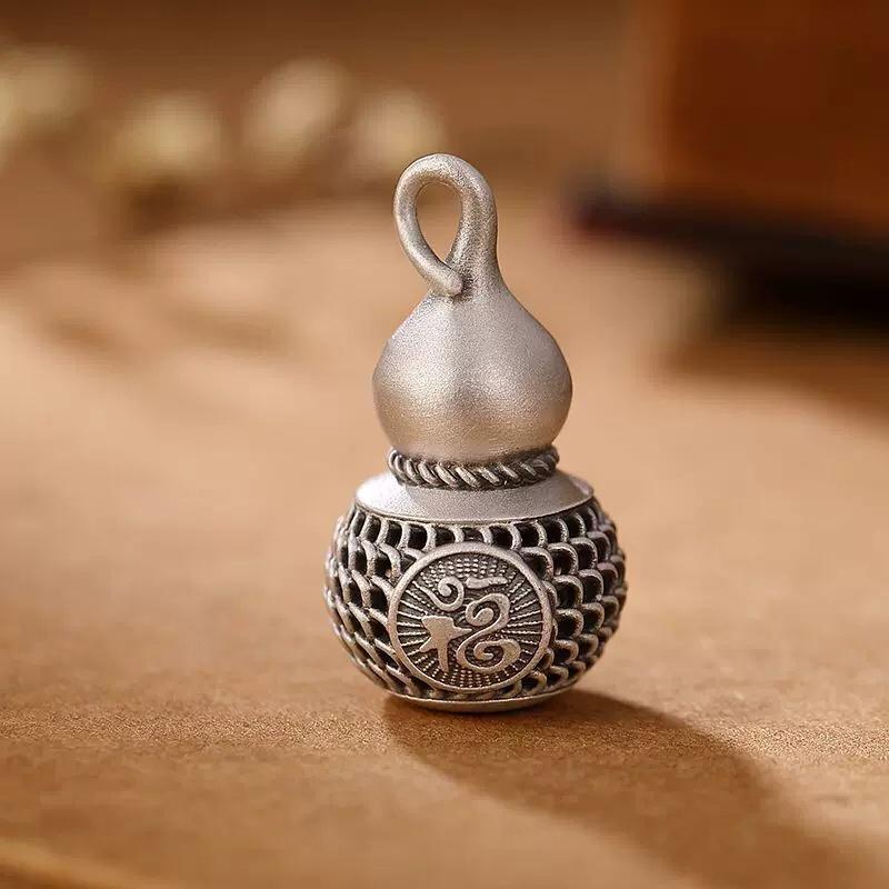 Personalized Vintage Gourd Lotus Pendant Necklace Women Jewelry Exquisite Hollow Fu Word Lady Silver 925 Chain Necklace Blessing