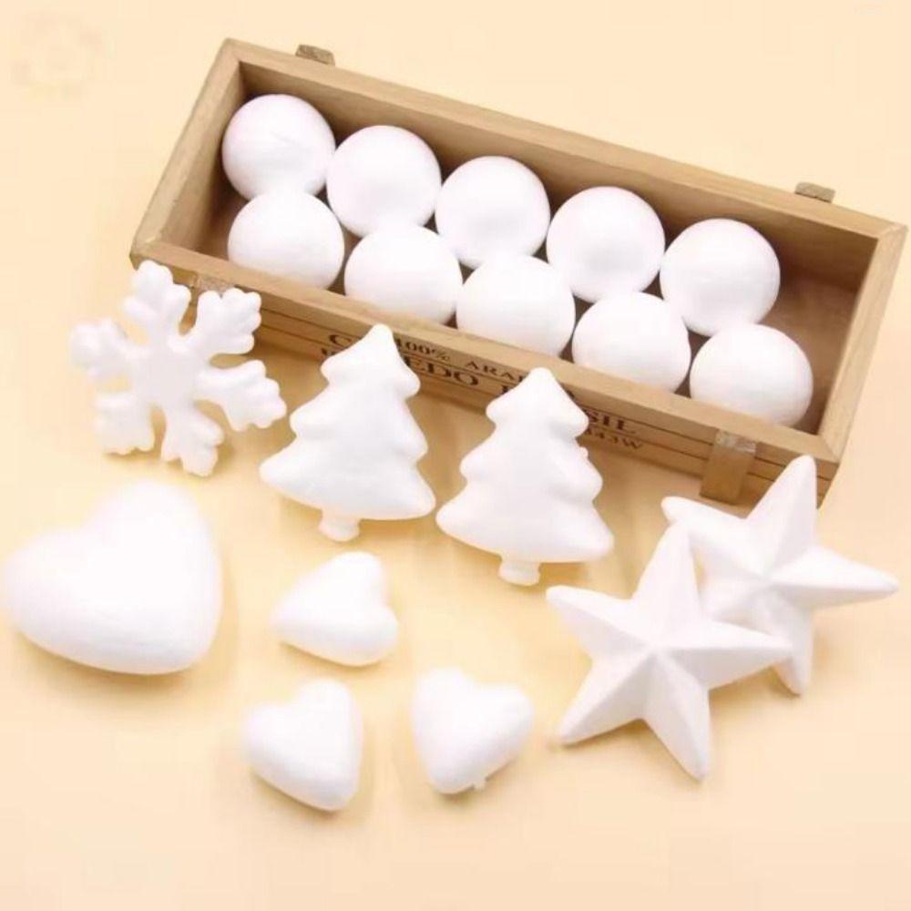 10pcs White Snowflakes&Heart Ornaments Polystyrene Styrofoam Wedding/Christmas Party Decorations
