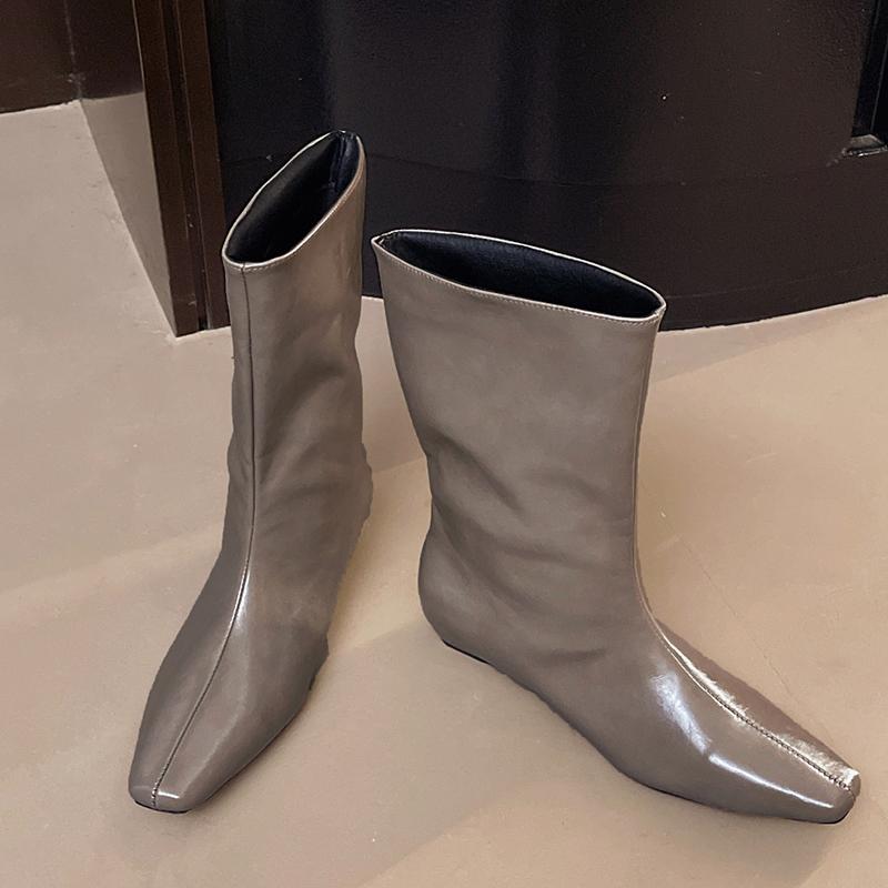 Модные женские ботильоны на плоской подошве с квадратным носком, дизайнерская обувь, модные зимние новинки 2025, повседневные, уютные готические челси, женские ботинки