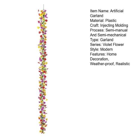 180 см Искусственная гирлянда из фиолетовых цветов, устойчивая к УФ-излучению, реалистичная, осенняя, из искусственных цветов, ротанговая лоза, для свадебной вечеринки, подвесная, имитация цветения, украшение