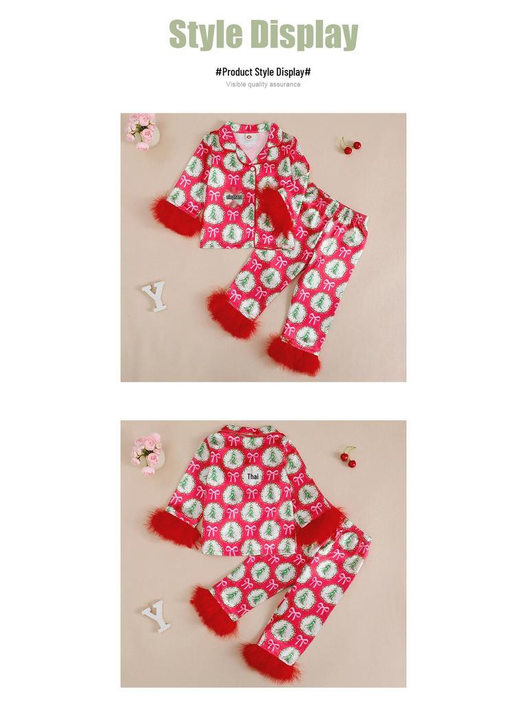 Trendy Girls' Plush Pajama Set - Autumn/Winter Long-Sleeved Top and Pants