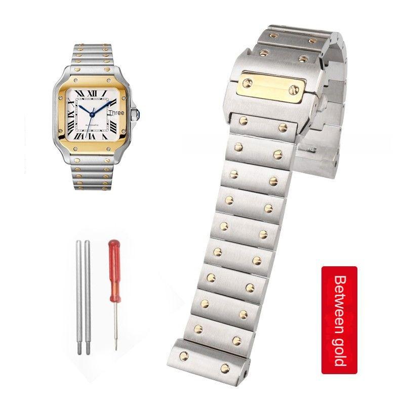 ONE20мм 23мм Сплошной браслет для часов из нержавеющей стали для Cartier WSSA0009 Santos 100 Высококачественный ремешок Santos100 Мужская золотая цепочка для часовMN