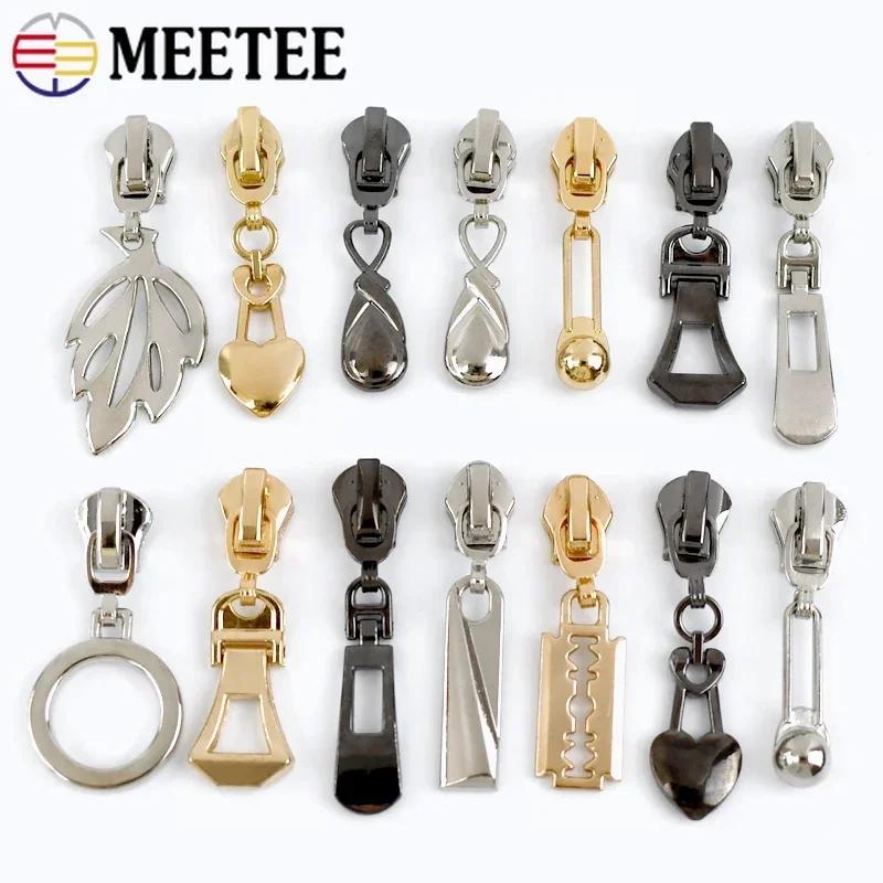 5/10 шт. Meetee 5# Бегунки для молний Металлические, Нейлоновые, Смоляные Молнии Одежда Сумка Молнии Головка-съемник Ремонтный комплект Швейные аксессуары для одежды