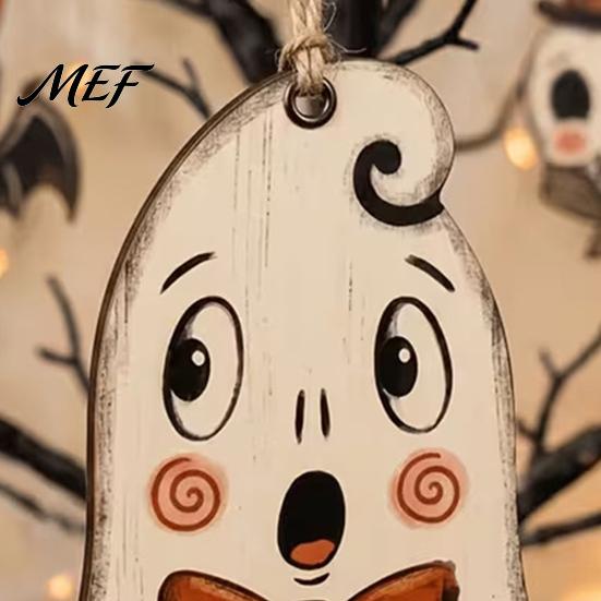 Decorative Tags for Gift Packaging 6 Pcs Vintage Halloween Wooden Ornaments, Rustic Farmhouse Cat Owl Pumpkin Cute Ghost Decor Hanging Decorations