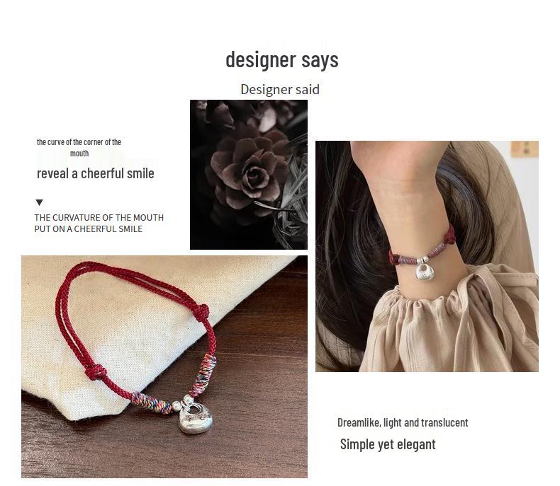 Браслет из красной веревочки на удачу 2025 для женщин и лучших подруг - Шарм в виде слитка из чистого серебра