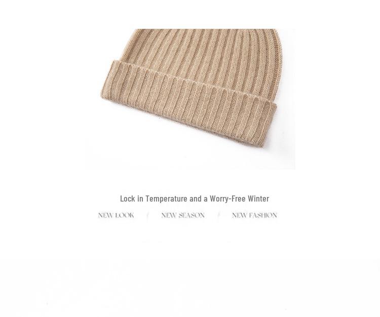 100% Pure Cashmere Knit Hat - Men's Ear Protection for Autumn/Winter