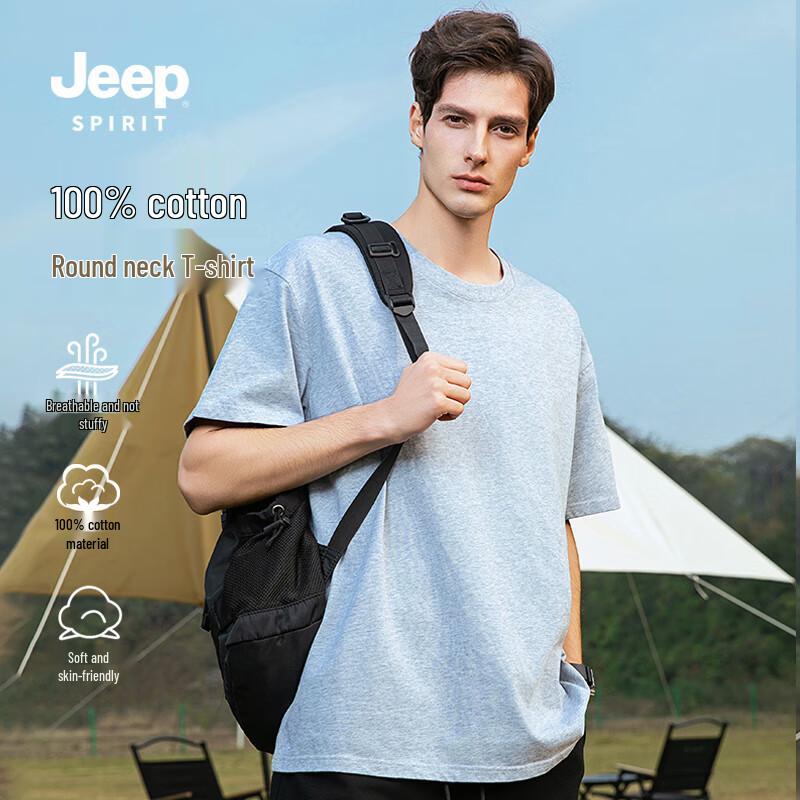 Мужская свободная хлопковая футболка JEEP SPIRIT большого веса