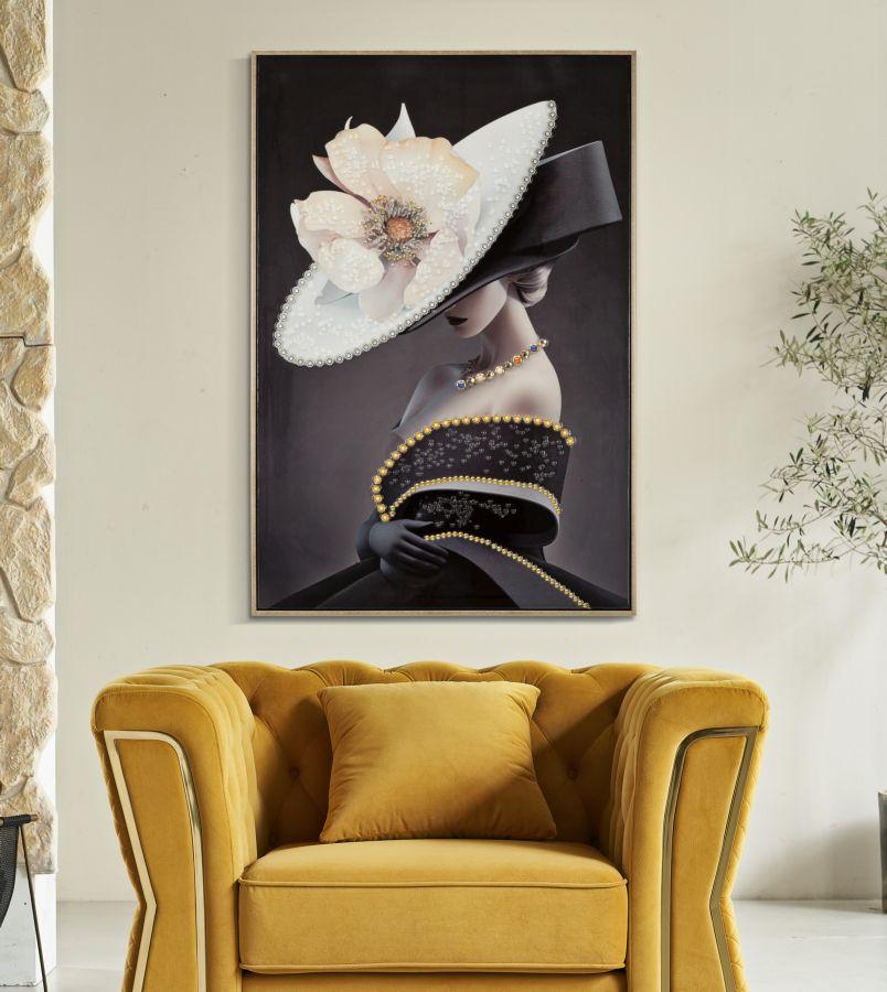 Laquared Wall Panting With Frame  Wien Hat -B-  Cm 62X4X92