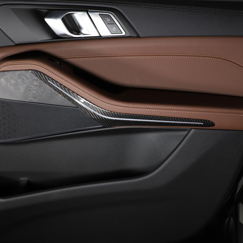 Для BMW X5 G05 X7 G07 2019-2026 Настоящее Углеродное Волокно Салон Автомобиля Дверь Подлокотник Подсветка Декоративная Наклейка Автоаксессуары