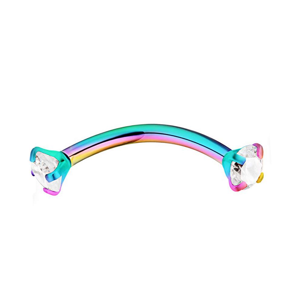 1PC Steel Crystal Gem Eyebrow Ring Tragus Helix Rook Earring Piercings Curved Banana Piercing Lip Helix Rings Jewelry 16G