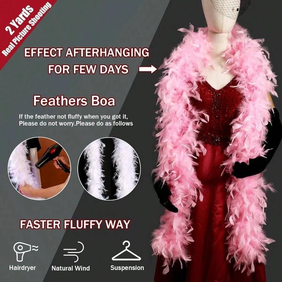 DIY Pink Turkey Feather Boa 2 Meter 40g 60g 90g Fluffy Chandelle Feathers for Carnival Party Dress Clothes Costume Scarf Shawl