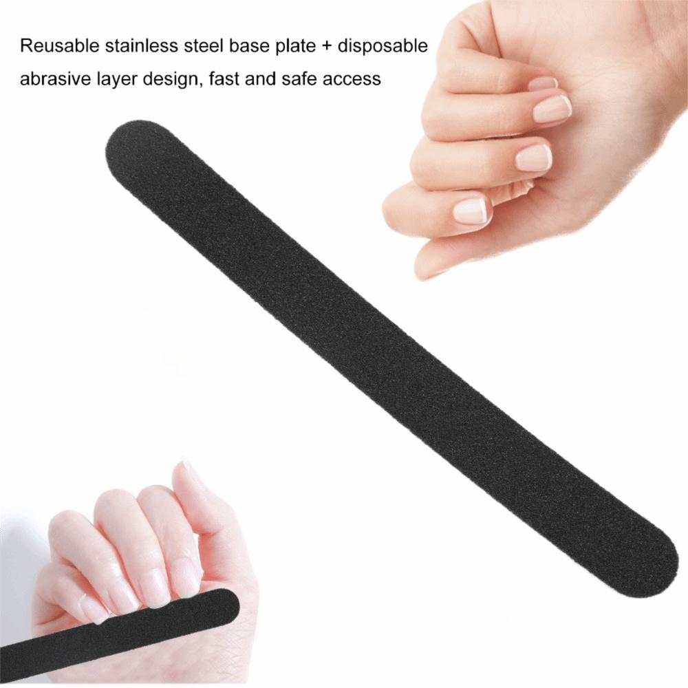 100pcs Black Sand Surface Replacement Nail File Strip Emery Board Nail Files Salon Use