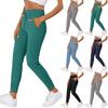 Women High Waisted Drawstring Side Pocket Plain Cool  Full Length Joggers Yoga Pants