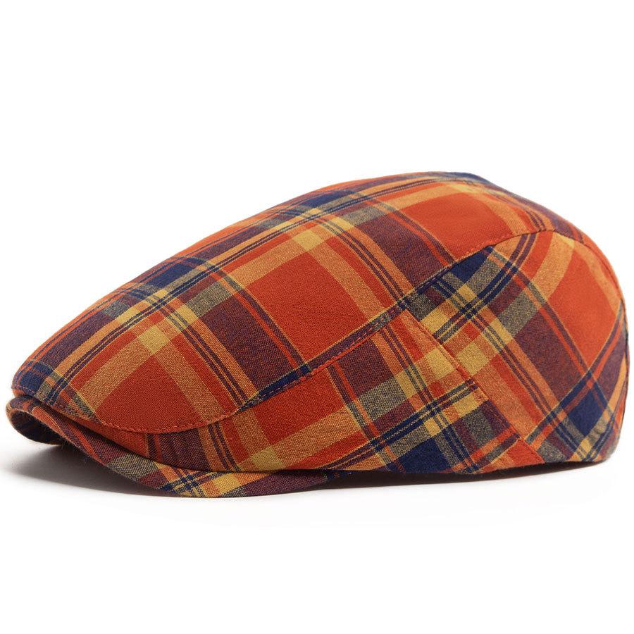 Checked Beret – Spring/Summer Women’s Cap; Casual, Versatile Men’s Baseball Cap; Sun-protective, Retro-style Hat; Lightweight Cotton Design