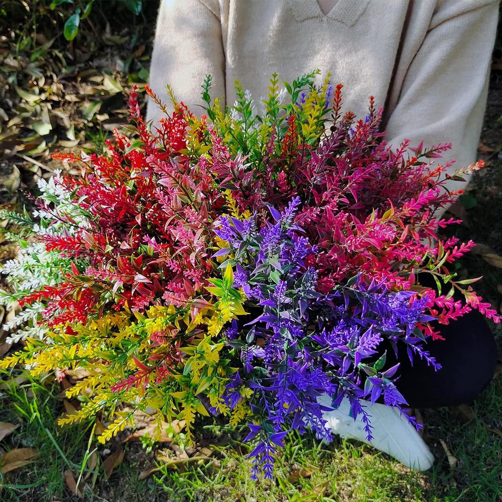 12PCS Artificial Plants Lavender Wedding Bridal Vase for Home Christmas Wreath Crafts Outdoor Garden Window Sill Decoration