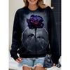 New Women's Colorful Dazzling Floral Print Pattern Round Neck Sweatshirt Lightweight Comfortable Casual Loose Plus Size Long Sleeved Pullover