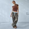 Женские весенне-летние новые свободные повседневные брюки с широкими штанинами в камуфляжном стиле