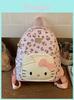 Hello Kitty Cute Leopard Print Pu Backpack With Multiple Compartments For Teens