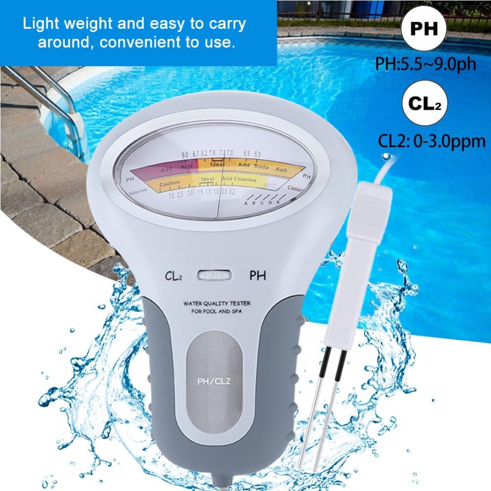 2-in-1 Water Quality Tester Plastic Pool Water Tester Durable Chlorine Tester Meter