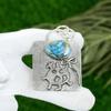 Friendship Day Sale 925 Silver Natural Copper Blue Turquoise Bezel Wife Pendant