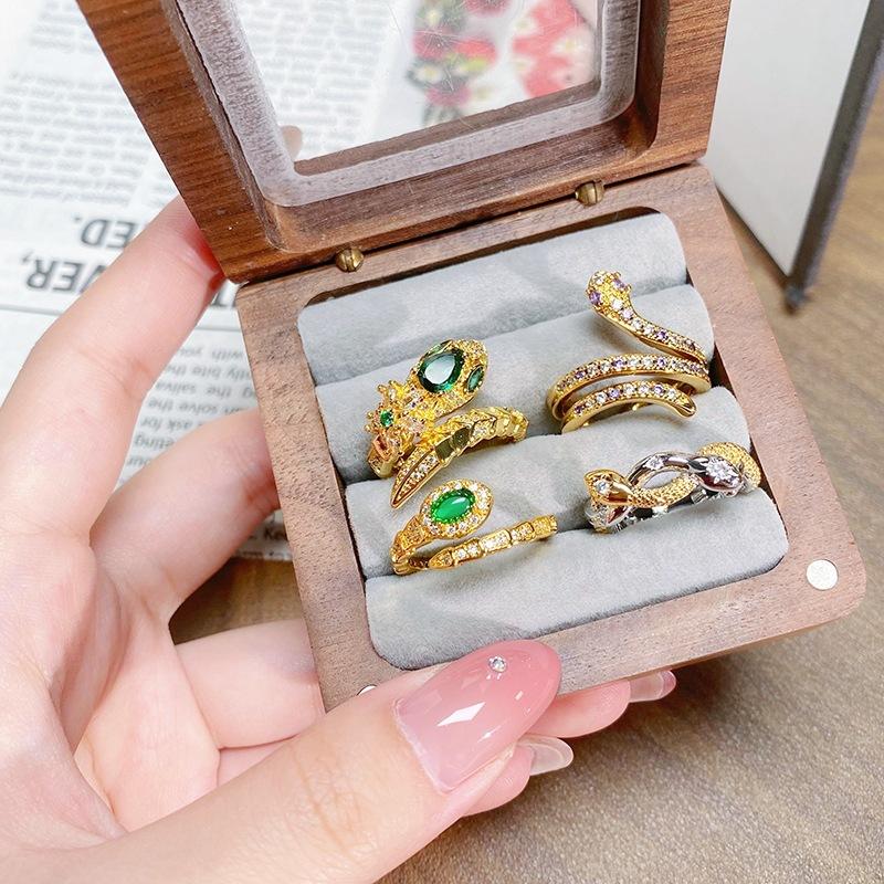 Halloween Punk Serpentine Zir*****Pen Ring Spirit Snake Series Personality Niche Hip Hop Ring Girl