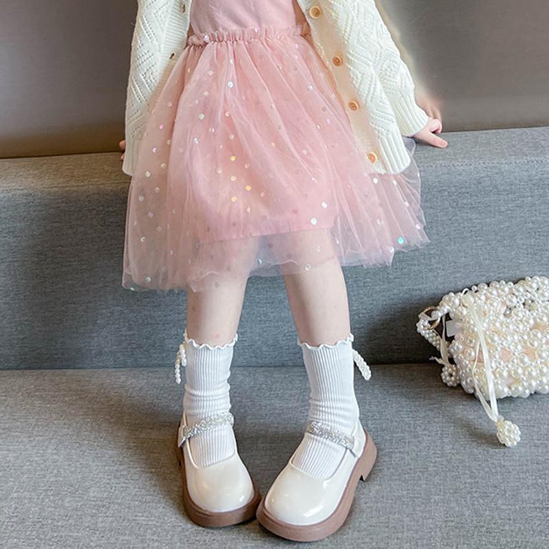 Girls' Leather Shoes Rhinestone Decorated Simple Solid Color Kids Shoes