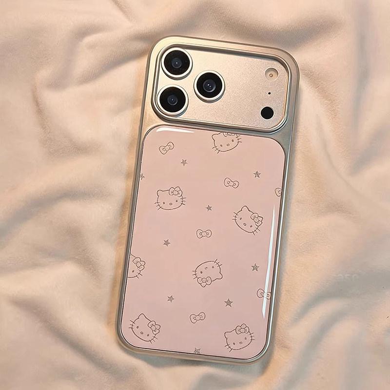 Совместим с Apple iPhone 17ProMax 16 15 14 Розовый Гальванизированный Звездный Кот Мультяшный Шнурок Чехол для Телефона (женский)
