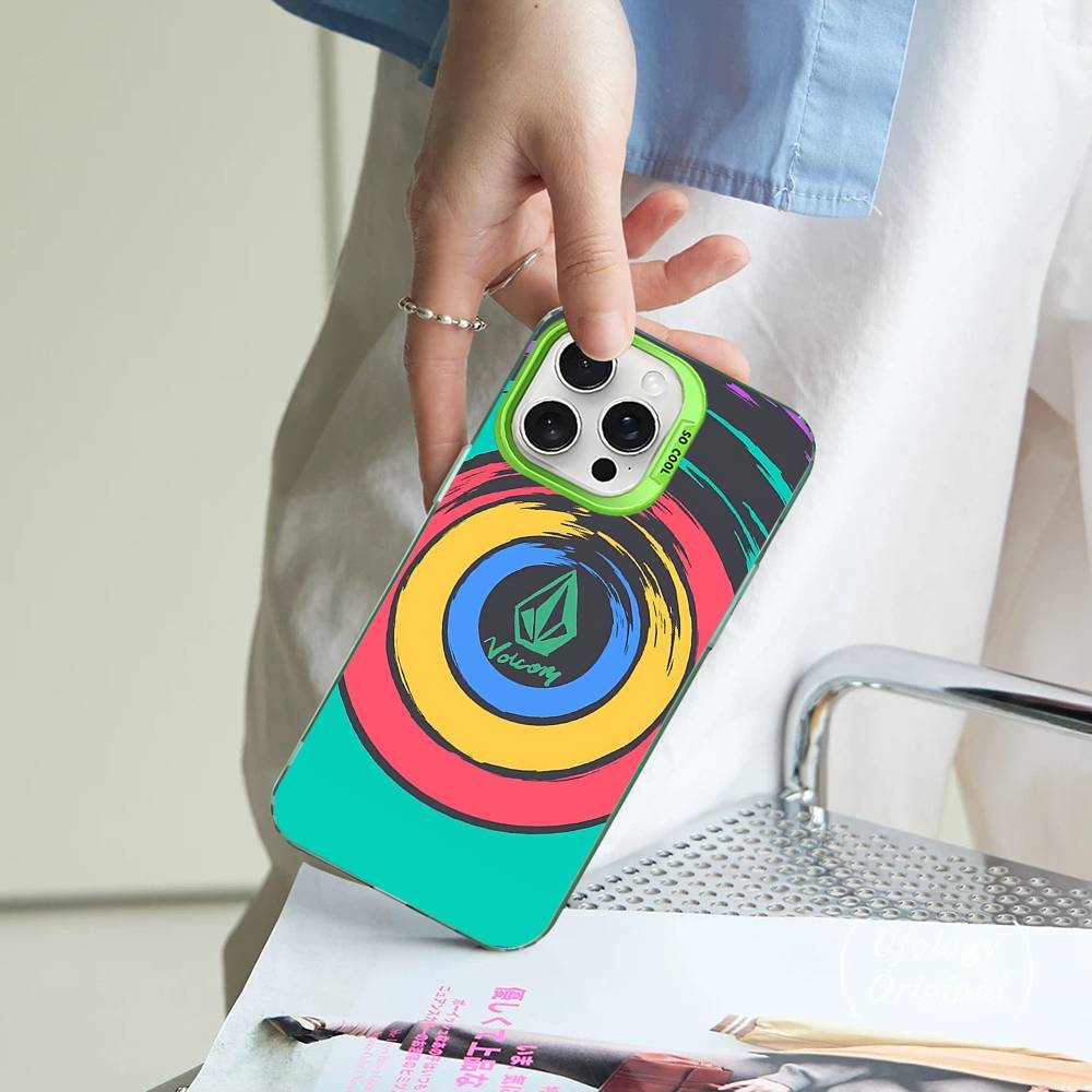 V-Volcom ЛОГОТИП Модный Для iPhone 15 14 13 Plus 17 16 12 11 Pro Max Матовый Цветной Серебристый Роскошный Чехол для Телефона