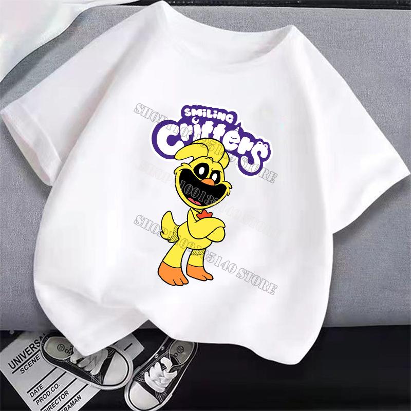 Smilings Critters Детская футболка Одежда Мультяшный принт Мальчик Девочка Футболка Аниме Летняя одежда с коротким рукавом Милый детский топ Декор