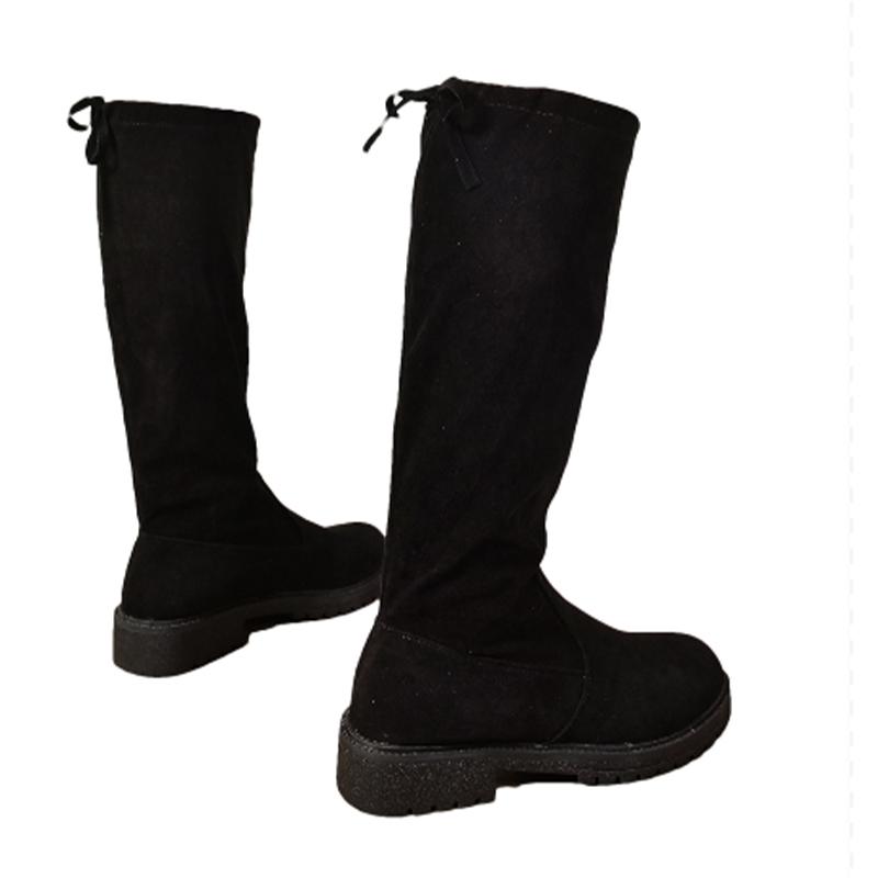 Women Flats High Boots Suede Knee High Shoes Fashion Woman 2024 Trend Chelsea Boots Walking Winter New Goth Mujer Snow Boots