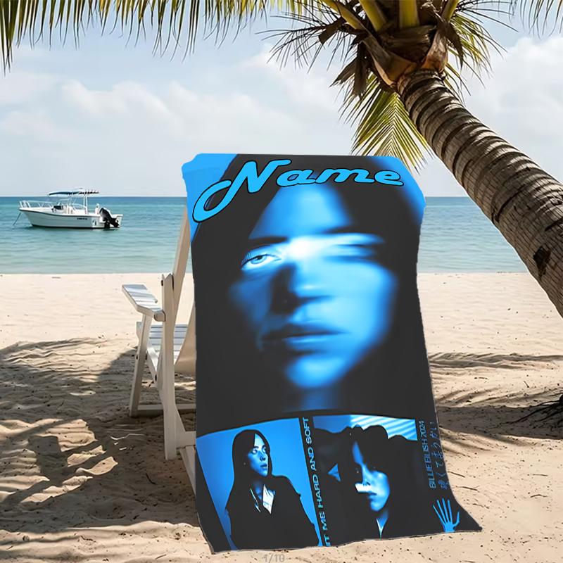 Customizable personalized beach towels Billie Eilish themed designs.Suitable for the beach, yoga, sports;ideal as beach accessories