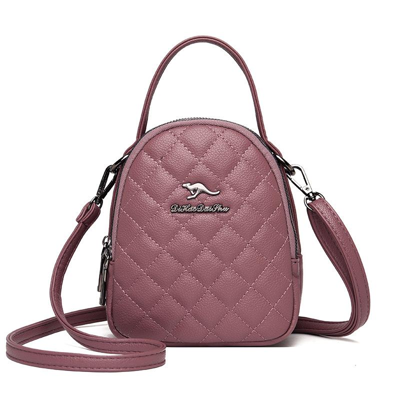 Emgrand Kangaroo Soft Leather Bag Women's 2025 New Middle-aged Shoulder Bag Letter Oblique Span Bag Casual Mom Handbag