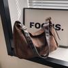 Style Suede Crossbody Bag With Top Stitching For Work And Outings