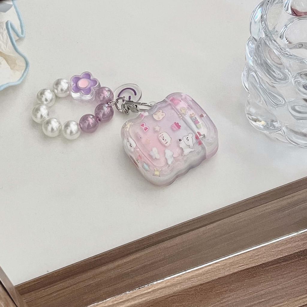 Браслет Ins, милый чехол для наушников с милой собакой, цветком удачи, звездами, вишневым щенком, мультяшным принтом для Apple Airpods 1 2 Pro 2nd 3, зарядная коробка