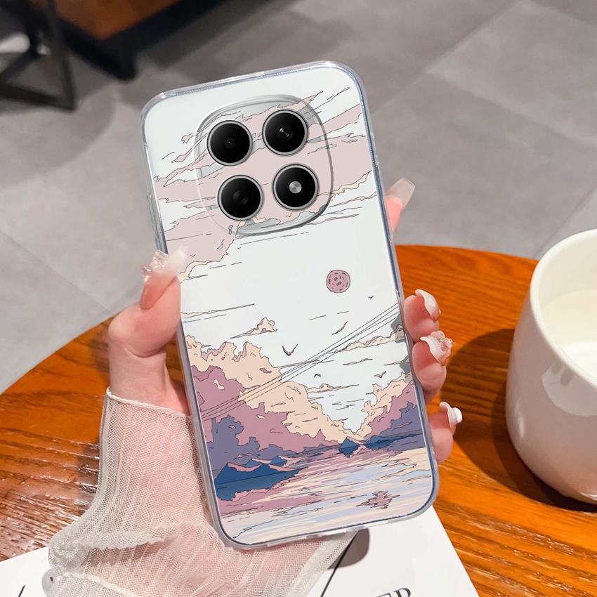 Подходит для Redmi Note 15 14 Pro 14S 15 15C A5 A1 Популярный Креативный Чехол для Телефона с Буквами и Узорами Прозрачный Силиконовый Нескользящий Чехол для Корпуса Redmi