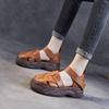 Johnature Сандалии из натуральной кожи с круглым носком на толстой подошве, универсальные удобные женские туфли в стиле ретро в стиле ретро