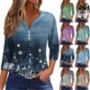 Женские топы с рукавами 3/4 и цветочным принтом, винтажные модные повседневные свободные рубашки с v-образным вырезом, рубашки больших размеров