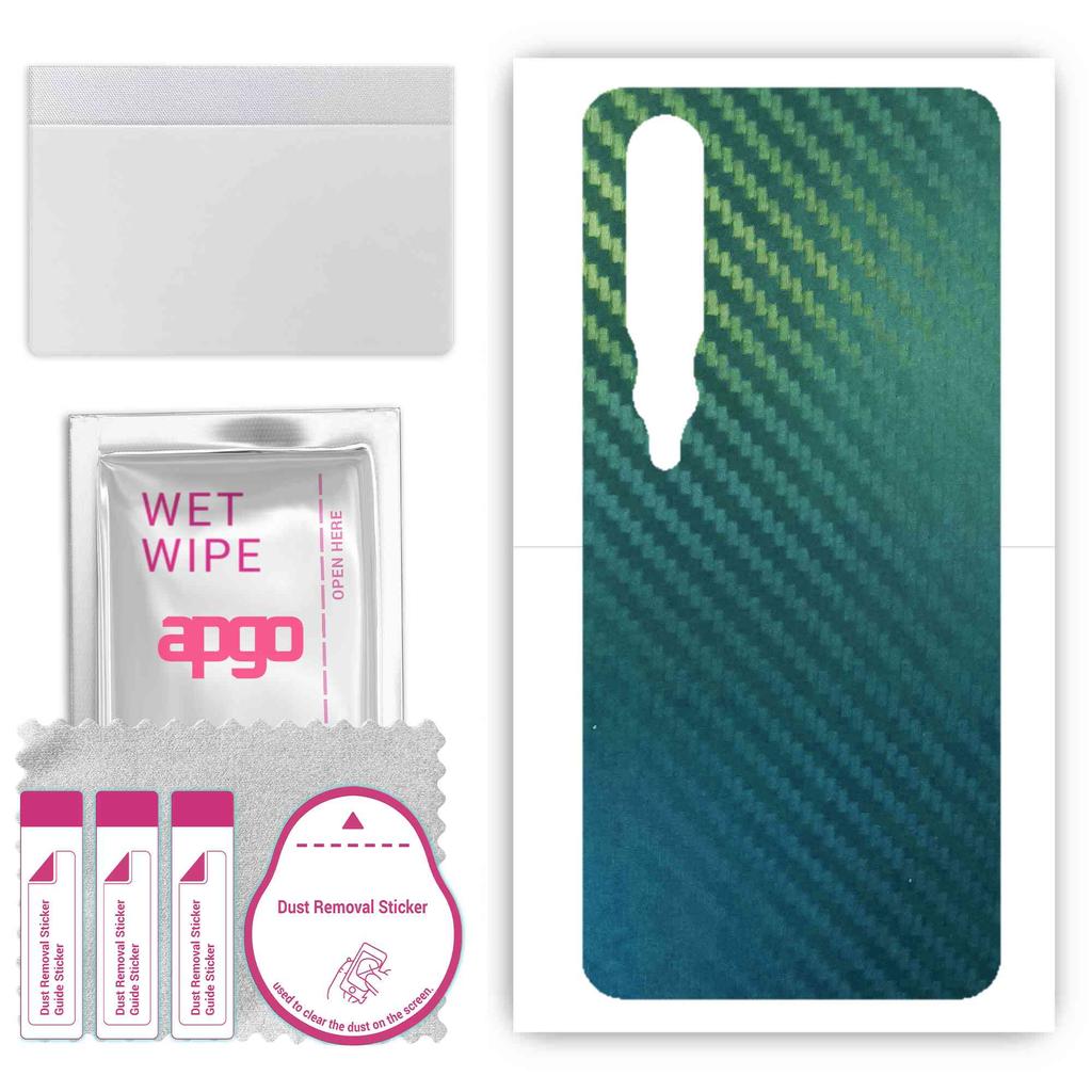 apgo Protective Skin Sticker for the back compatible with Xiaomi Mi 10 5G, Wrap Film, Foil, Vinyl - Pattern Carbon Chameleon CAKA1