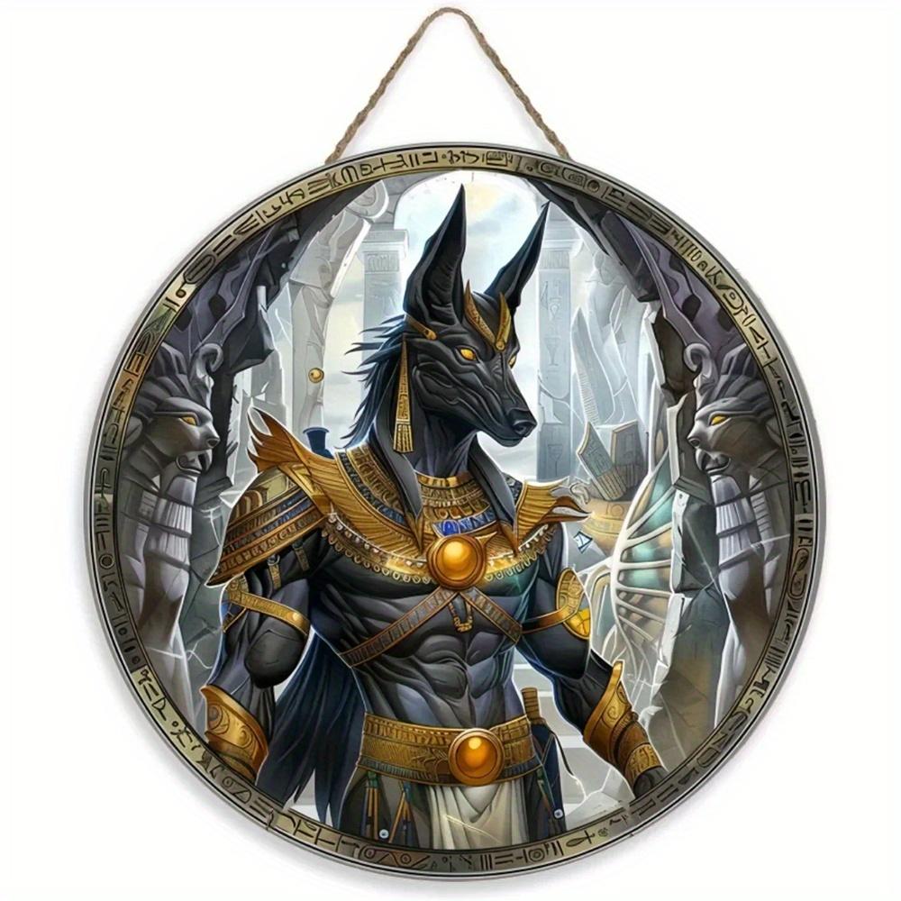 1pc 2d Flat Wood Vintage Egyptian Round Wooden Sign - 20cm Egyptian Mysterious Theme Sign Suitable for Home, Cafe, Apartment, Etc. - Festival, Lover