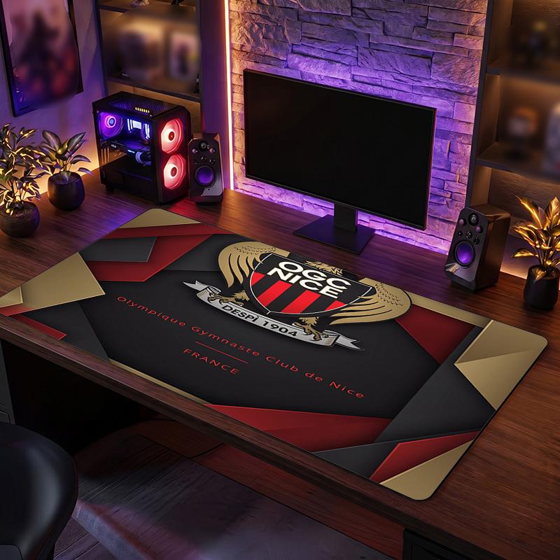 OGC Nice FC Theme Pattern Mouse Pad, Soccer Logo Design XXL Gaming Desk Mat Non-Slip Computer Mouse Pad