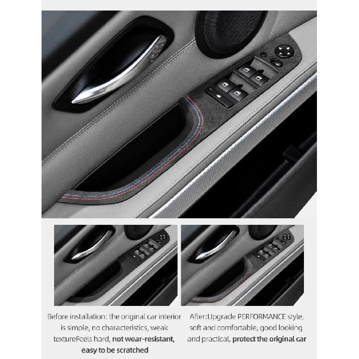 Betterhumz Car Door Armrest Window Switch Panel Sticker Trim for BMW E90 E91 E92 E93 325 2005-2012 Made of Alcantara Accessories